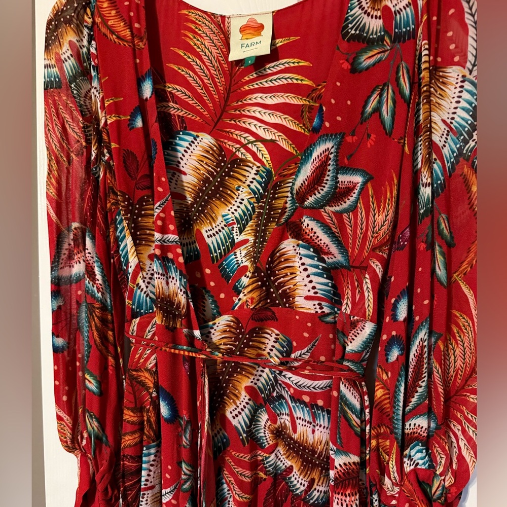 Farm Rio Elegant Red Floral Maxi Dress size small - Picture 3 of 8
